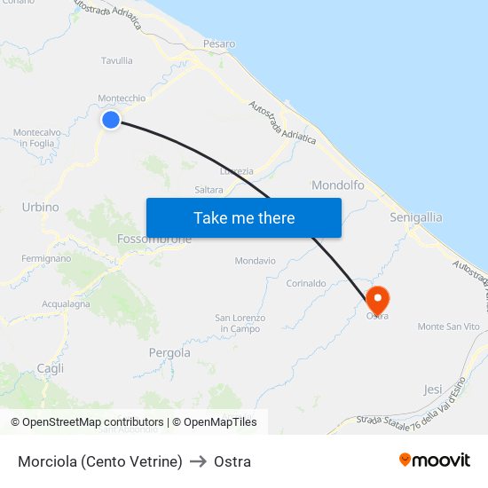 Morciola (Cento Vetrine) to Ostra map