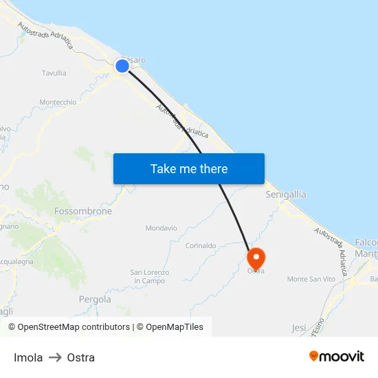 Imola to Ostra map