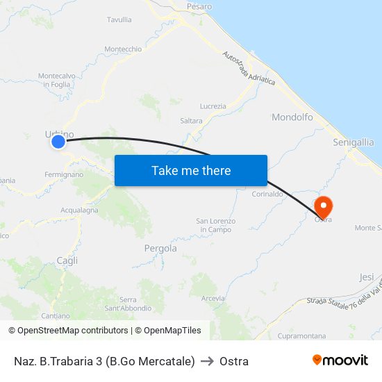 Naz. B.Trabaria 3 (B.Go Mercatale) to Ostra map