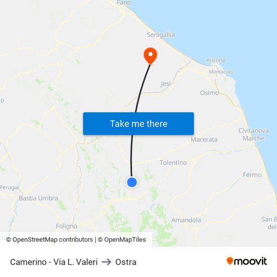 Camerino - Via L. Valeri to Ostra map