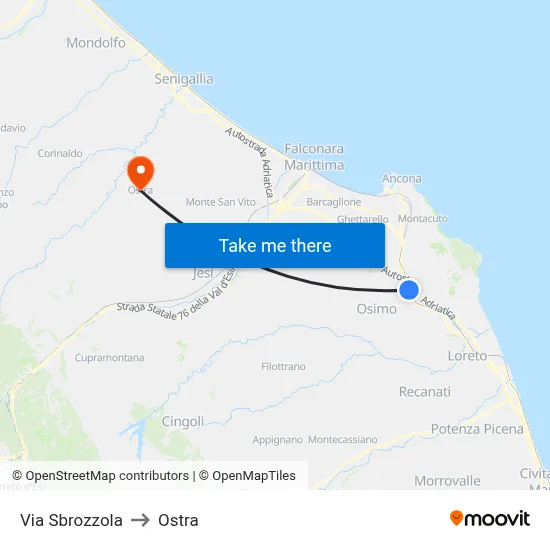 Via Sbrozzola to Ostra map