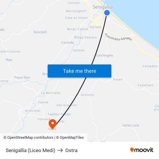 Senigallia (Liceo Medi) to Ostra map