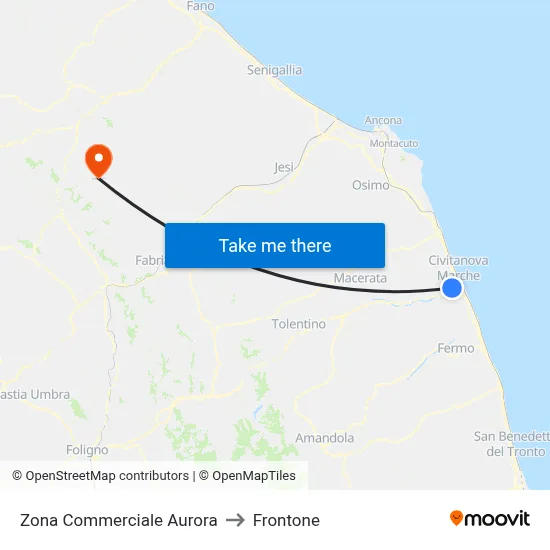 Zona Commerciale Aurora to Frontone map