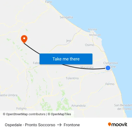 Ospedale - Pronto Soccorso to Frontone map