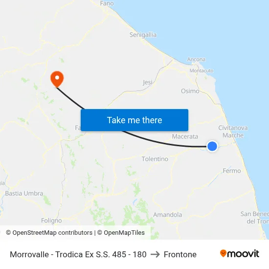 Morrovalle - Trodica Ex S.S. 485 - 180 to Frontone map