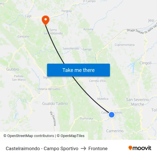 Castelraimondo - Sports Field to Frontone map
