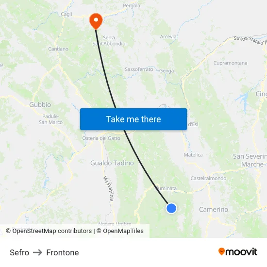 Sefro to Frontone map