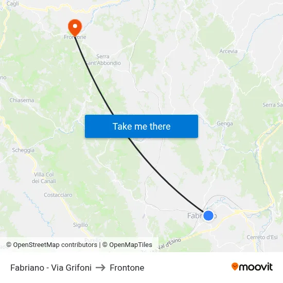 Fabriano - Via Grifoni to Frontone map