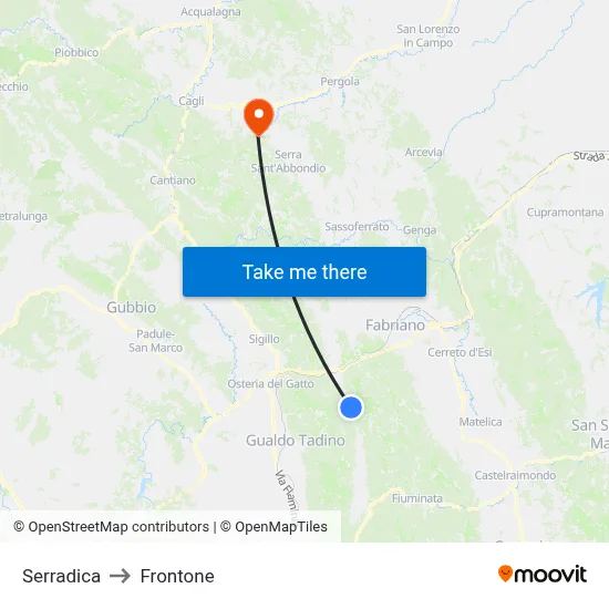 Serradica to Frontone map