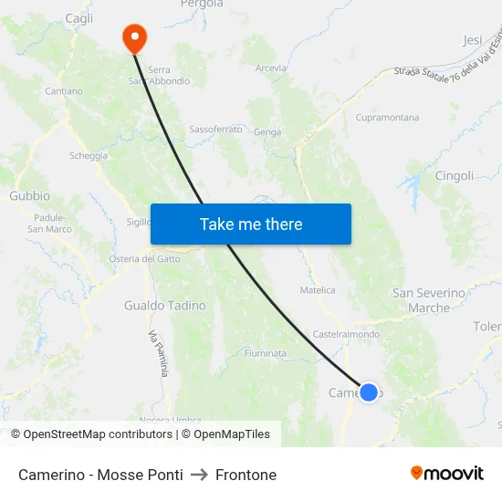 Camerino - Mosse Ponti to Frontone map