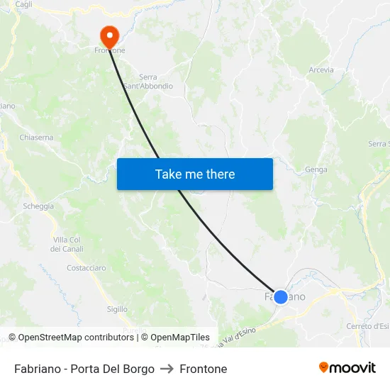 Fabriano - Porta Del Borgo to Frontone map