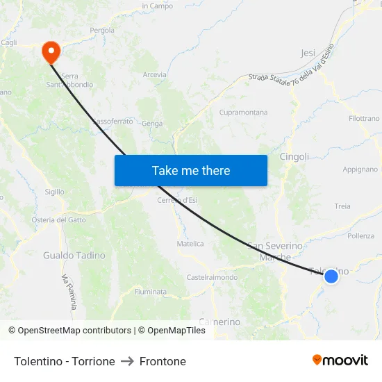 Tolentino - Torrione to Frontone map