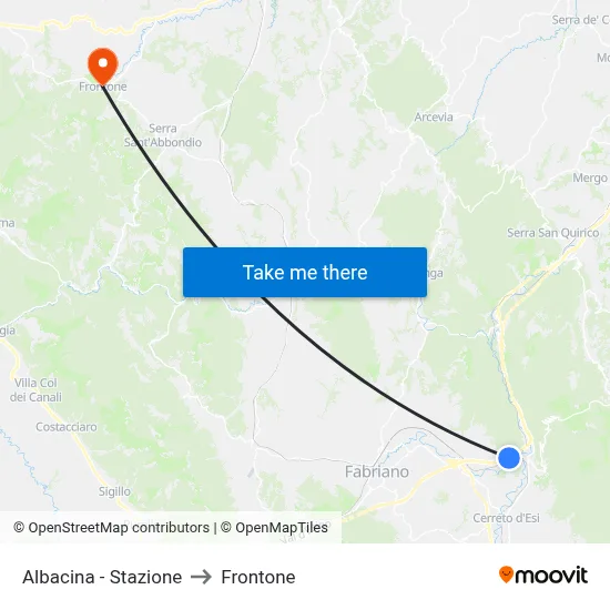 Albacina - Station to Frontone map