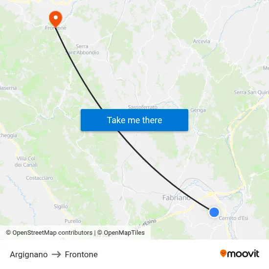 Argignano to Frontone map