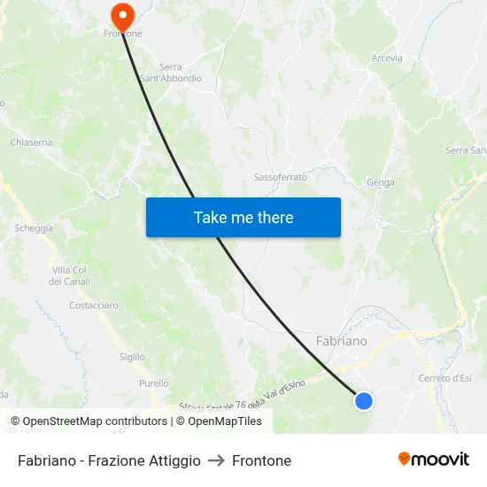 Fabriano - Attiggio District to Frontone map