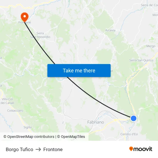 Borgo Tufico to Frontone map