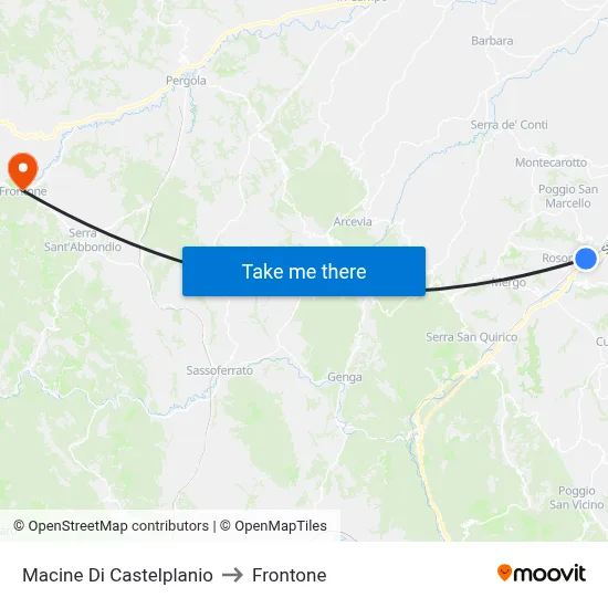 Macine Di Castelplanio to Frontone map