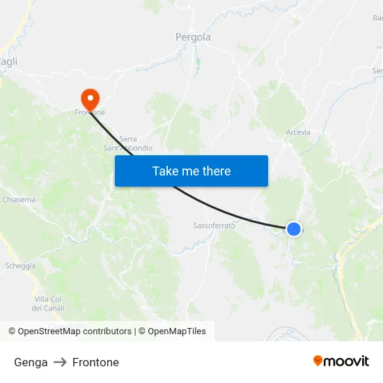 Genga to Frontone map