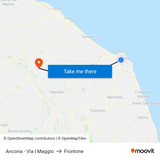 Ancona - Via First May to Frontone map