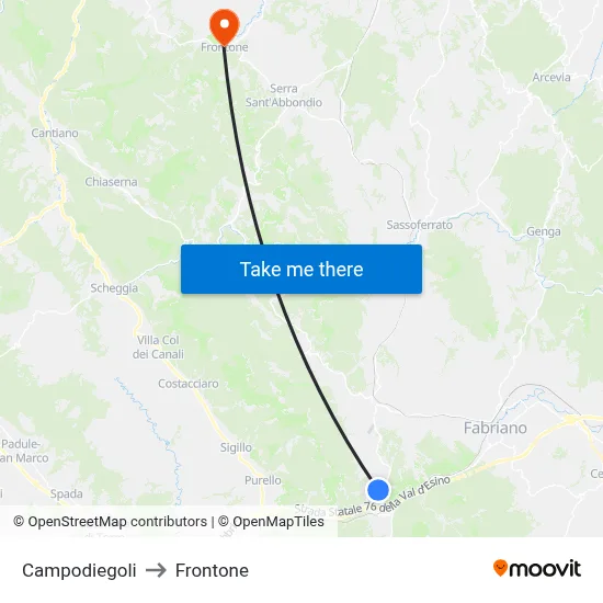 Campodiegoli to Frontone map
