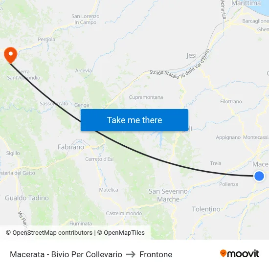 Macerata - Collevario Junction to Frontone map