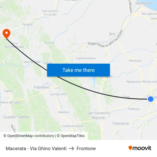 Macerata - Via Ghino Valenti to Frontone map