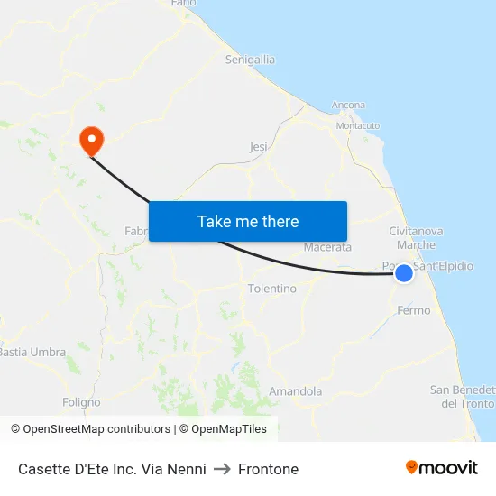 Casette D'Ete Via Nenni Junction to Frontone map
