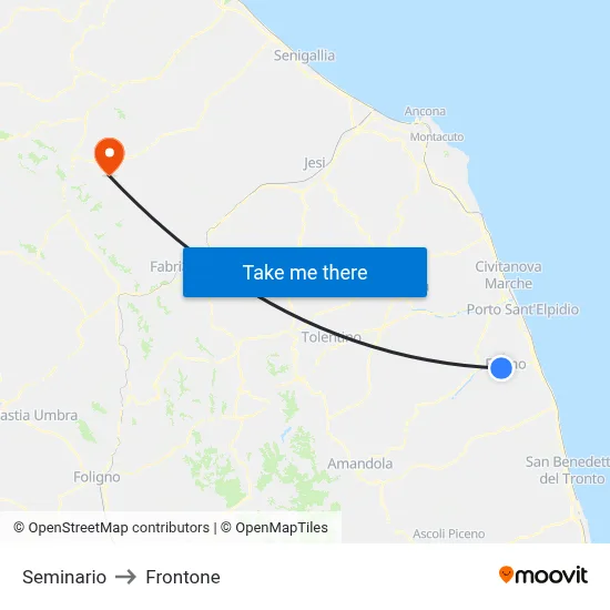 Seminary to Frontone map