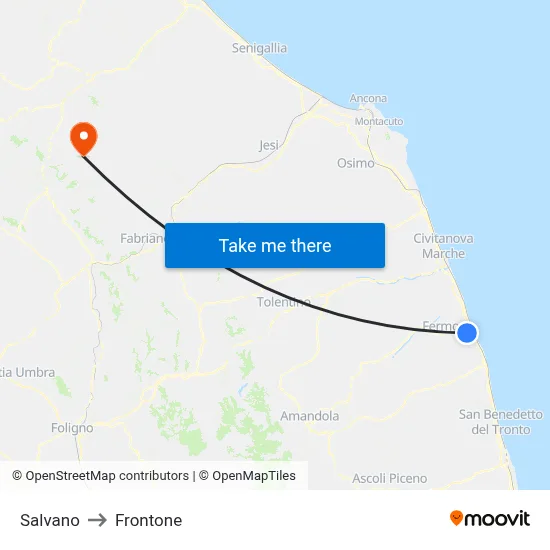 Salvano to Frontone map