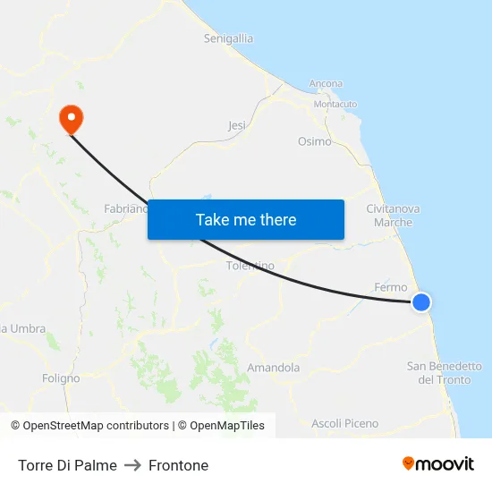 Torre Di Palme to Frontone map