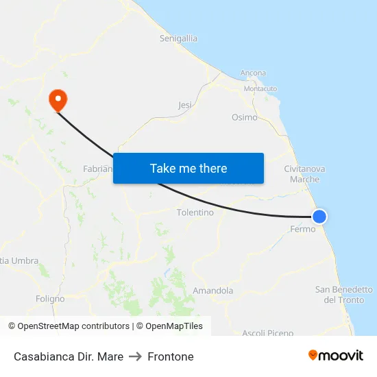 Casabianca To Beach to Frontone map