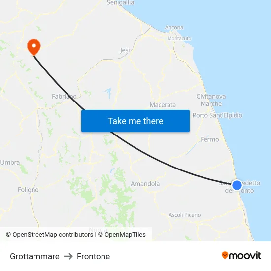 Grottammare to Frontone map