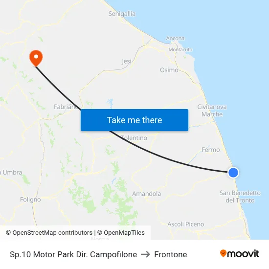 SP 10 Motor Park Towards Campofilone to Frontone map