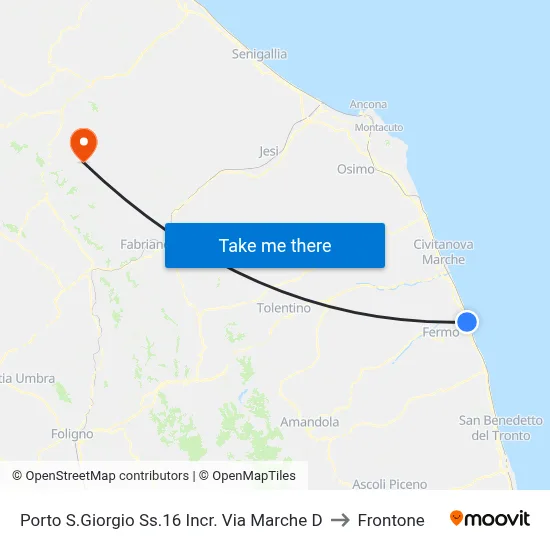 Porto S.Giorgio SS.16 Via Marche Junction D to Frontone map