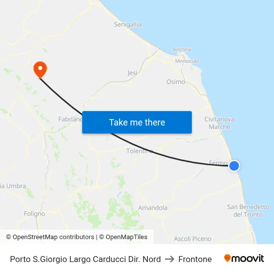 Porto San Giorgio Carducci Square North Direction to Frontone map