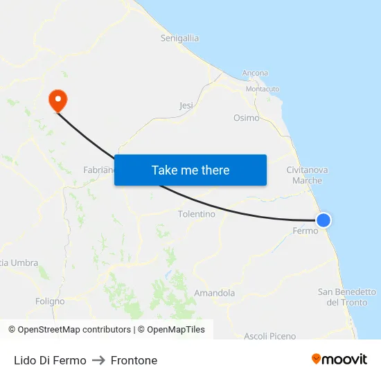Lido Di Fermo to Frontone map