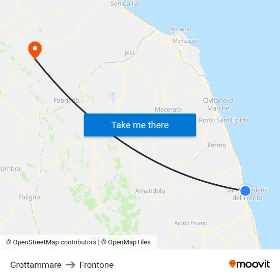 Grottammare to Frontone map