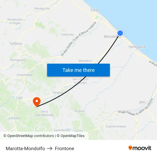 Marotta-Mondolfo to Frontone map