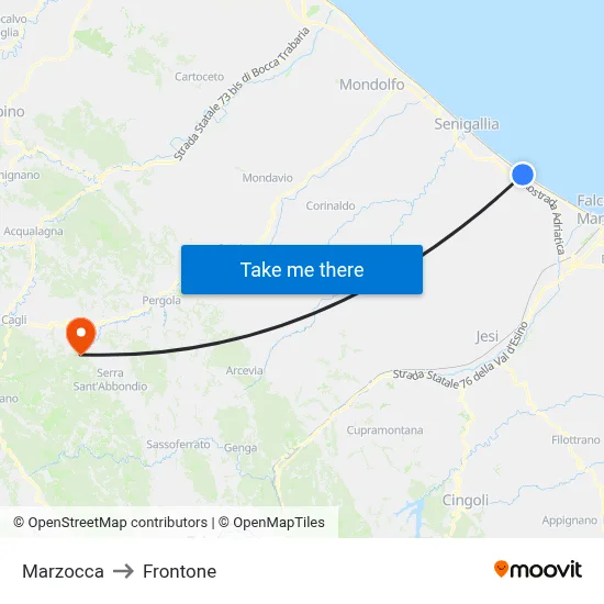 Marzocca to Frontone map