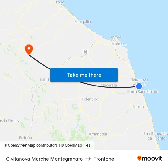 Civitanova Marche-Montegranaro to Frontone map