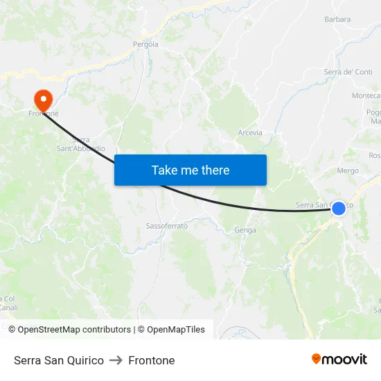 Serra San Quirico to Frontone map