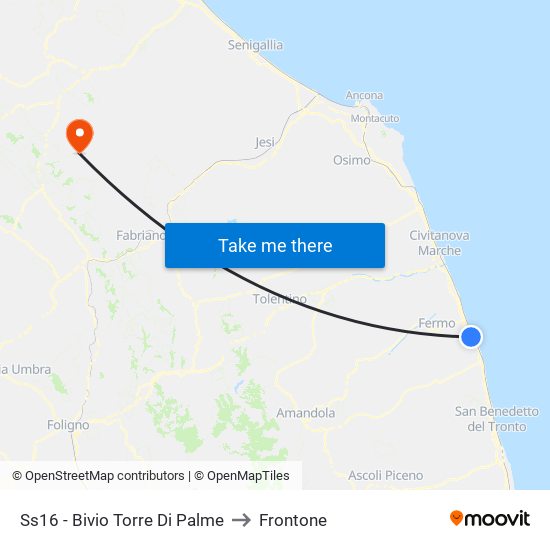 Ss16 - Bivio Torre Di Palme to Frontone map