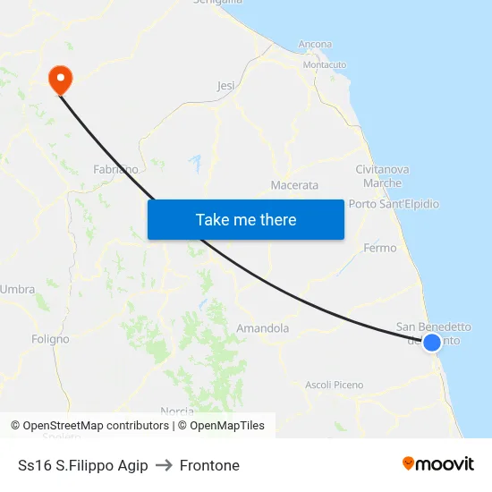 SS16 San Filippo Agip to Frontone map