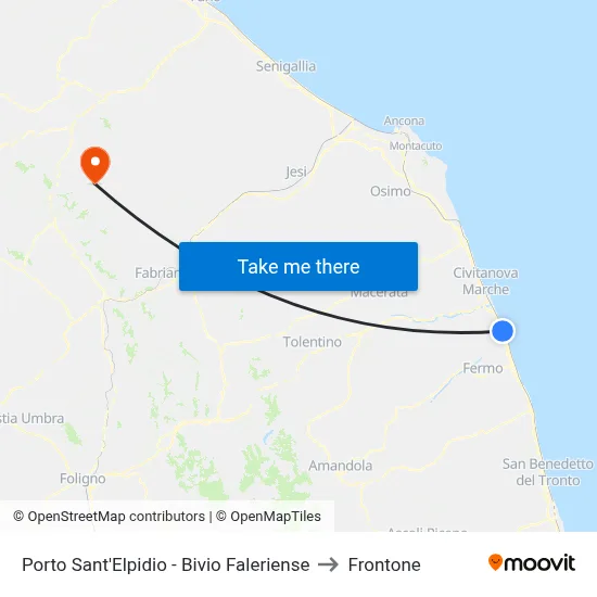 Porto Sant'Elpidio - Faleriense Junction to Frontone map