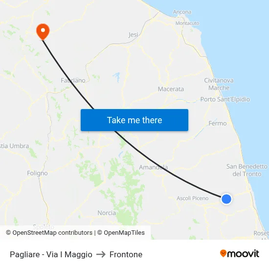 Pagliare - Via I Maggio to Frontone map