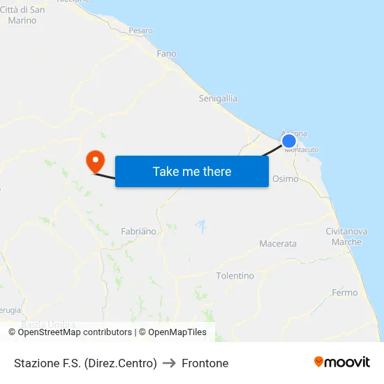 Railway Station (To Center) to Frontone map