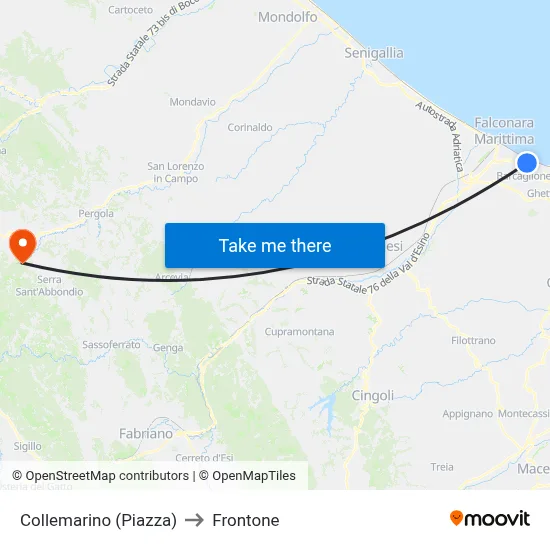 Collemarino (Square) to Frontone map