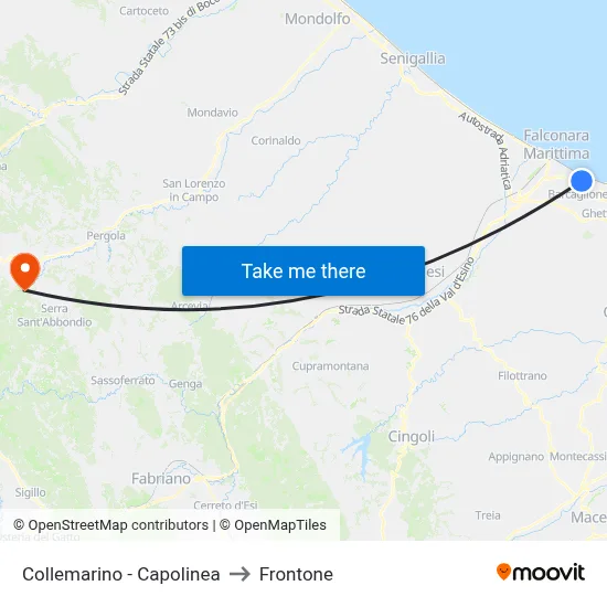 Collemarino - Terminal to Frontone map