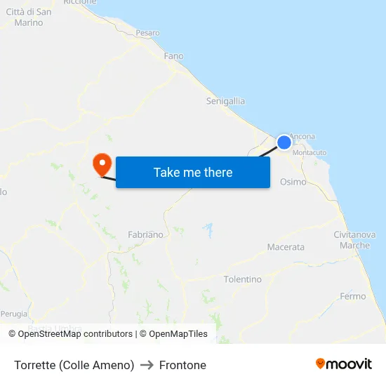 Torrette (Colle Ameno) to Frontone map