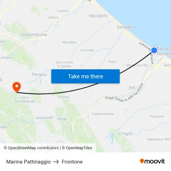 Marina Skating to Frontone map